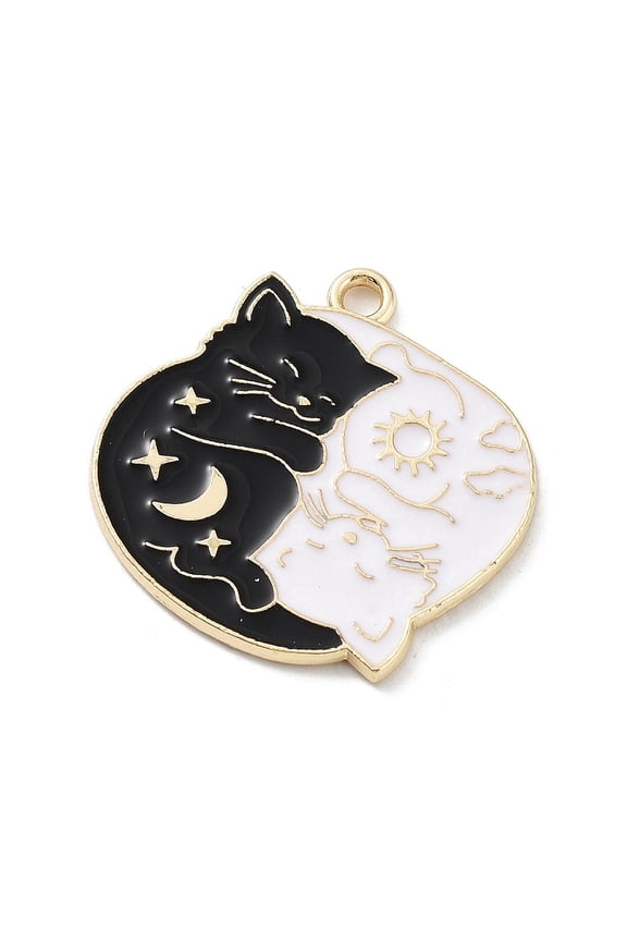 Alloy Enamel Pendants Golden Cat Shape 24x24.5x1mm Hole: 1.8mm 50pcs