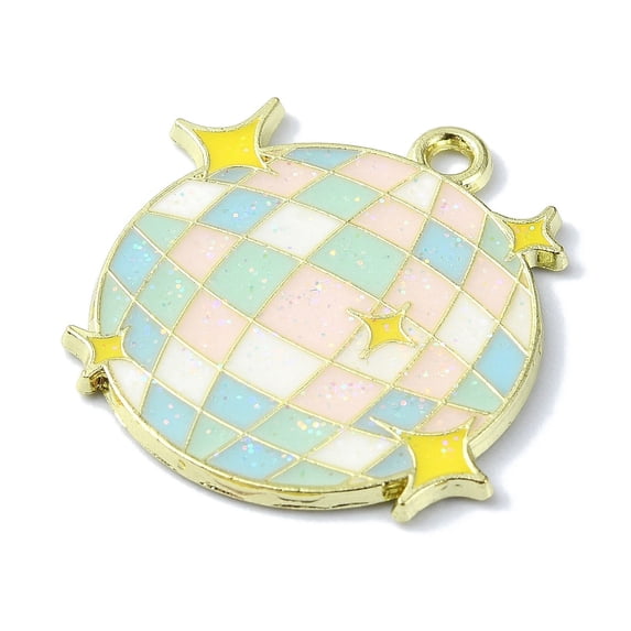 Alloy Enamel Pendants Golden Earth 24.5x25.5x1.5mm Hole: 2mm