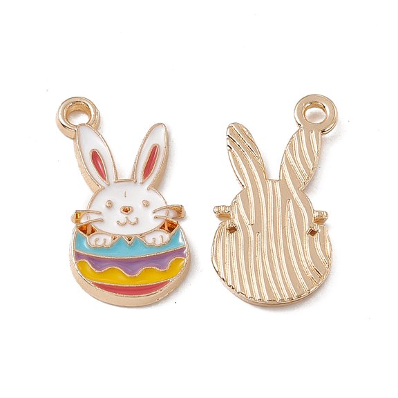 Alloy Enamel Pendants Golden Rabbit Charm Colorful 20x10x1.5mm Hole: 1.6mm
