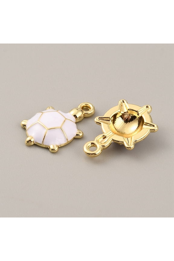 Alloy Enamel Pendants Golden Tortoise White 19x12x4mm Hole: 1.6mm
