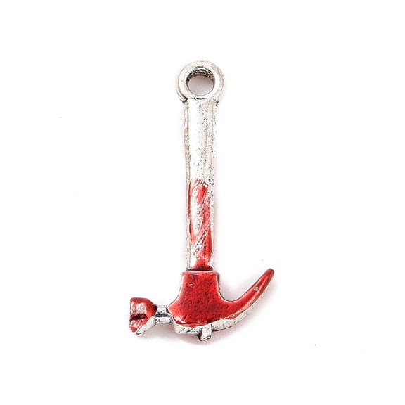 Alloy Enamel Pendants Hammer Charm Platinum 25x12x2.5mm Hole: 2mm