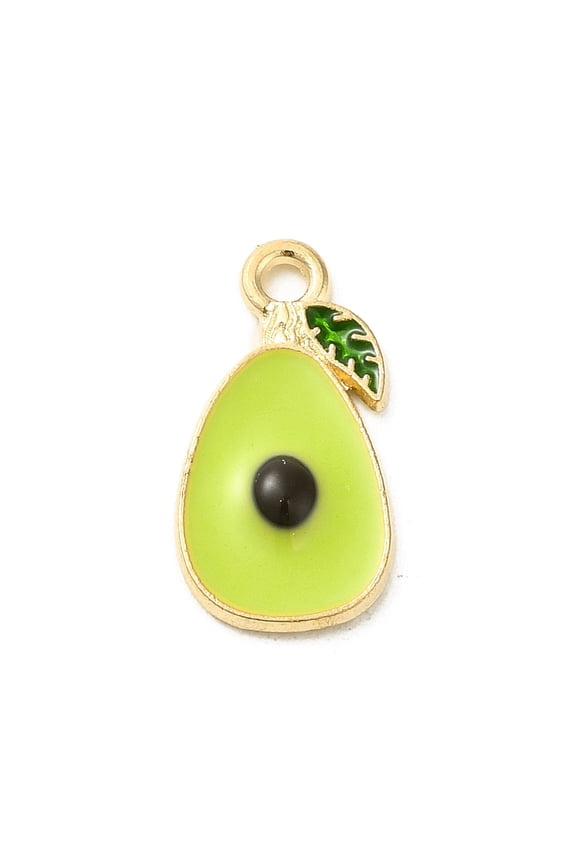 Alloy Enamel Pendants Light Gold Fruit Avocado 18x9x2mm Hole: 1.6mm