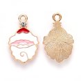 thumbnail image 1 of Alloy Enamel Pendants with Rhinestone for Christmas Flat Back Santa Claus Light golden White 24.5x15x2.5mm Hole: 2mm, 1 of 2