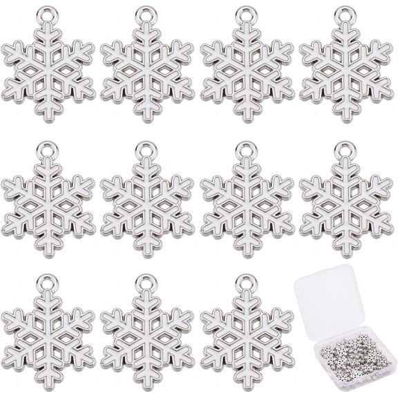 Alloy Enamel Snowflake Charms for Jewelry Making