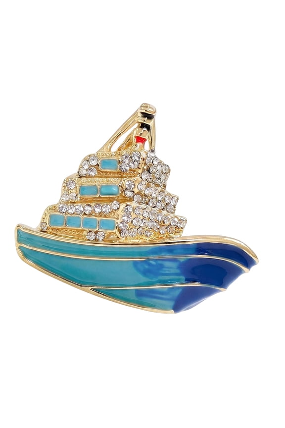 Alloy Enameled Ship Brooch Security Lapel Pin Unique Chest Decoration Accessory For Enhancing Your Clothing