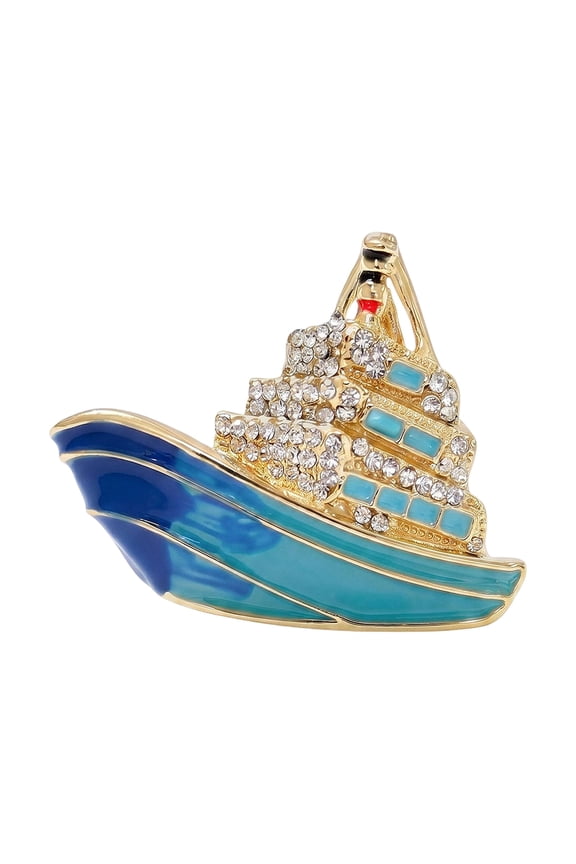 Alloy Enameled Ship Brooch Security Lapel Pin Unique Chest Decoration Accessory For Enhancing Your Clothing
