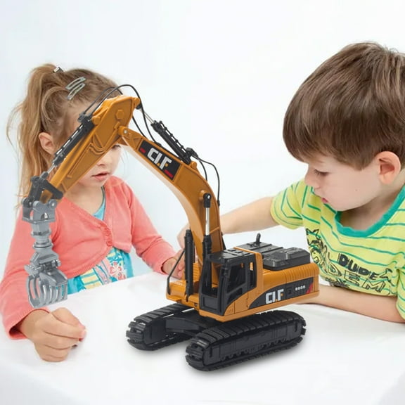 Alloy Engineering Truck Toy Set, Excavator Model with Glowing Lights, Push-Pull Back Simulation Vehicle, Durable Construction Toy Gift for Boys Girls