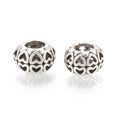 thumbnail image 1 of Alloy European Beads Large Hole Beads Hollow Rondelle with Heart Silver 11x7.5mm Hole: 5mm, 1 of 2