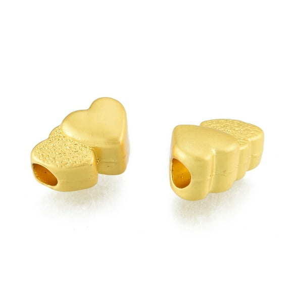 Alloy European Beads Large Hole Beads Matte Style Heart Matte Gold Color 8x12.5x7mm Hole: 3.5mm