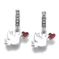 thumbnail image 1 of Alloy European Dangle Charms with Rhinestone and Enamel Large Hole Pendants Pigeon Platinum Creamy White 24mm Hole: 5mm Pigeon: 13x15x2mm DIY, 1 of 2
