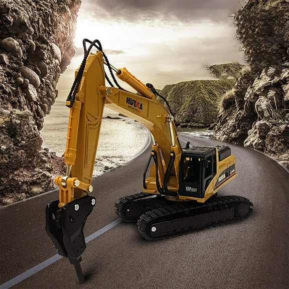 Alloy Excavator Toy Truck - Metal Construction Vehicle for Kids, Yellow Manual Excavator Model, 10.6" Engineering Toy for Boys Age 3+, Realistic Details & Durable ABS/Alloy Build