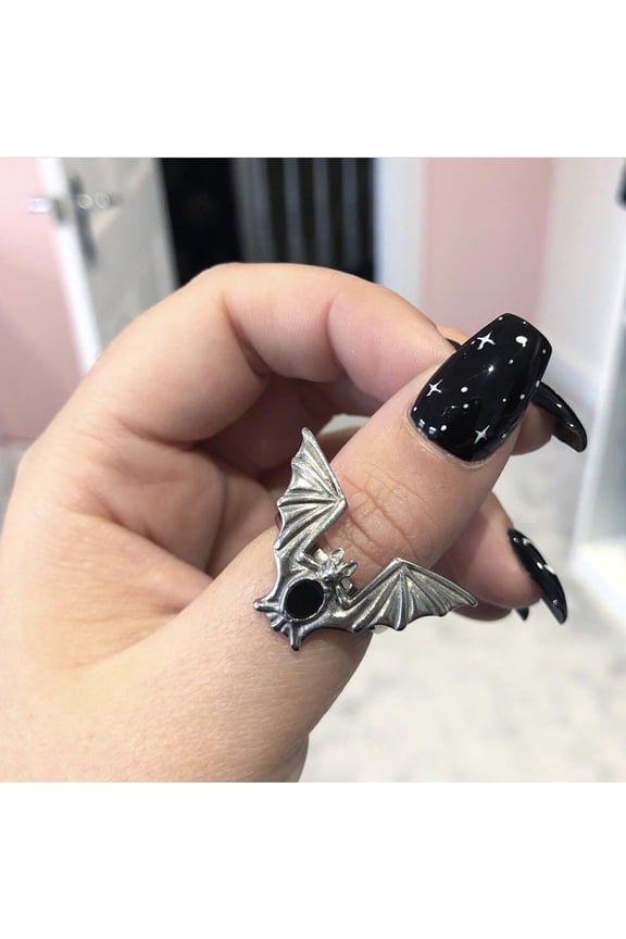Alloy Finger Rings Bat Silver Size 8(18.1mm) DIY