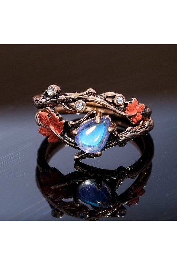 Alloy Finger Rings for Women with Resin Flower Red Copper Size 8(18.1mm)