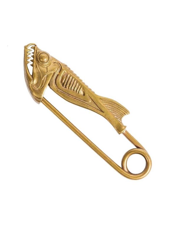 Alloy Fish Head Pin with Realistic Teeth Designs Great For Outfits And Decorations Keychain Pendant by LUVNIMB