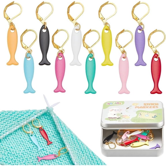 Alloy Fish Pendant Locking Stitch Marker Brass Leverback Earring Locking Stitch Marker Mixed Color 4.3cm