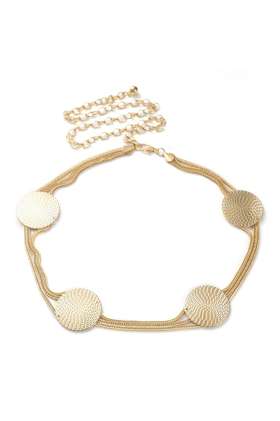 Alloy Flat Round Link Chain Belts for Shirt Skirt Dress Overcoat Light golden 25-3/4 inch(65.5cm)