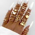 thumbnail image 1 of Alloy Flower Leaf Ring Set, Trendy Ins Style Hollow Heart Geometric Butterfly Rings for Women, Fashionable Floral Jewelry Set, 1 of 2