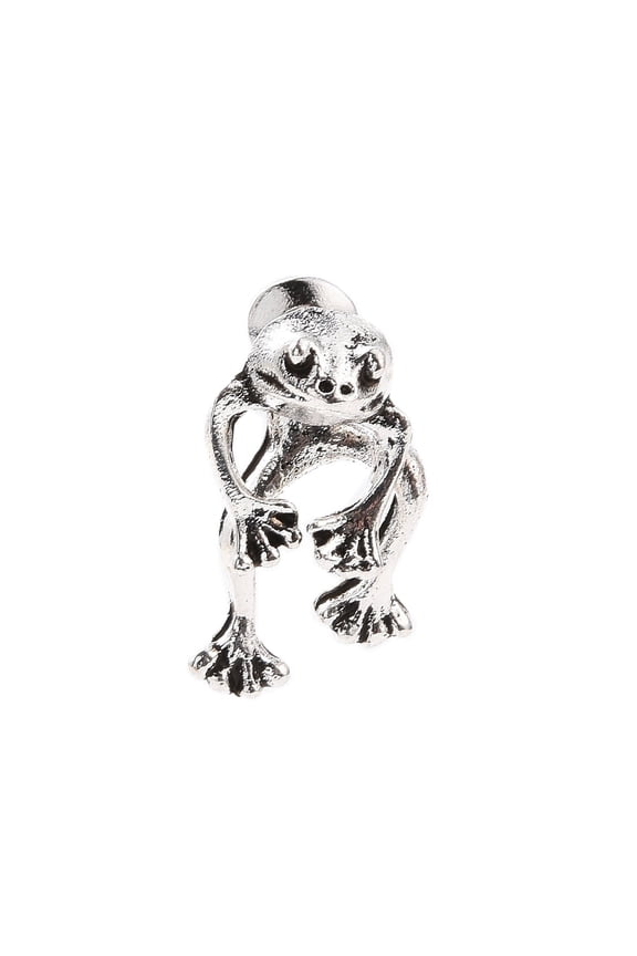 Alloy Frog Front Back Stud Earrings for Men Women Silver 11x8.5mm Pin: 0.7mm