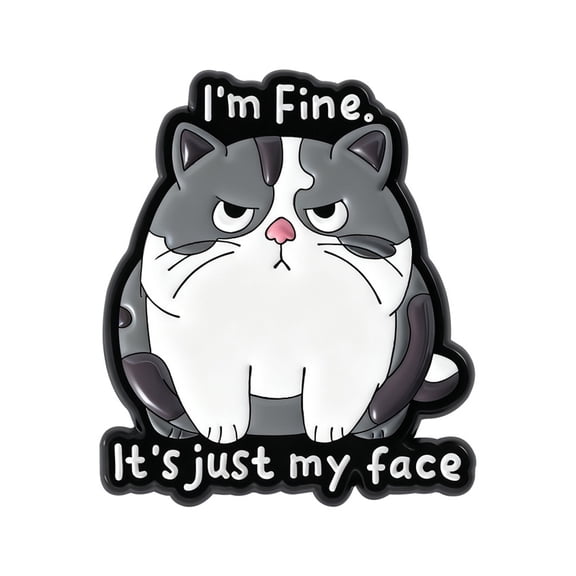 Alloy Funny Expression Enameled Pin Brooch Feature Sarcastic I'm Fine Text For Expressing Mood On Bags Jewelry Gift