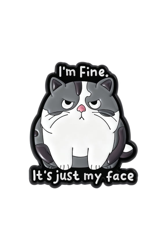 Alloy Funny Expression Enameled Pin Brooch Feature Sarcastic I'm Fine Text For Expressing Mood On Bags Jewelry Gift
