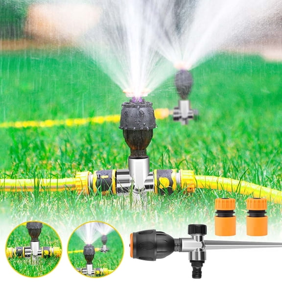 Alloy Garden Ground Insert 4-Point 360 Degree Automatic Rotating Sprinkler Head for Medium Distance Outdoor Lawn Watering