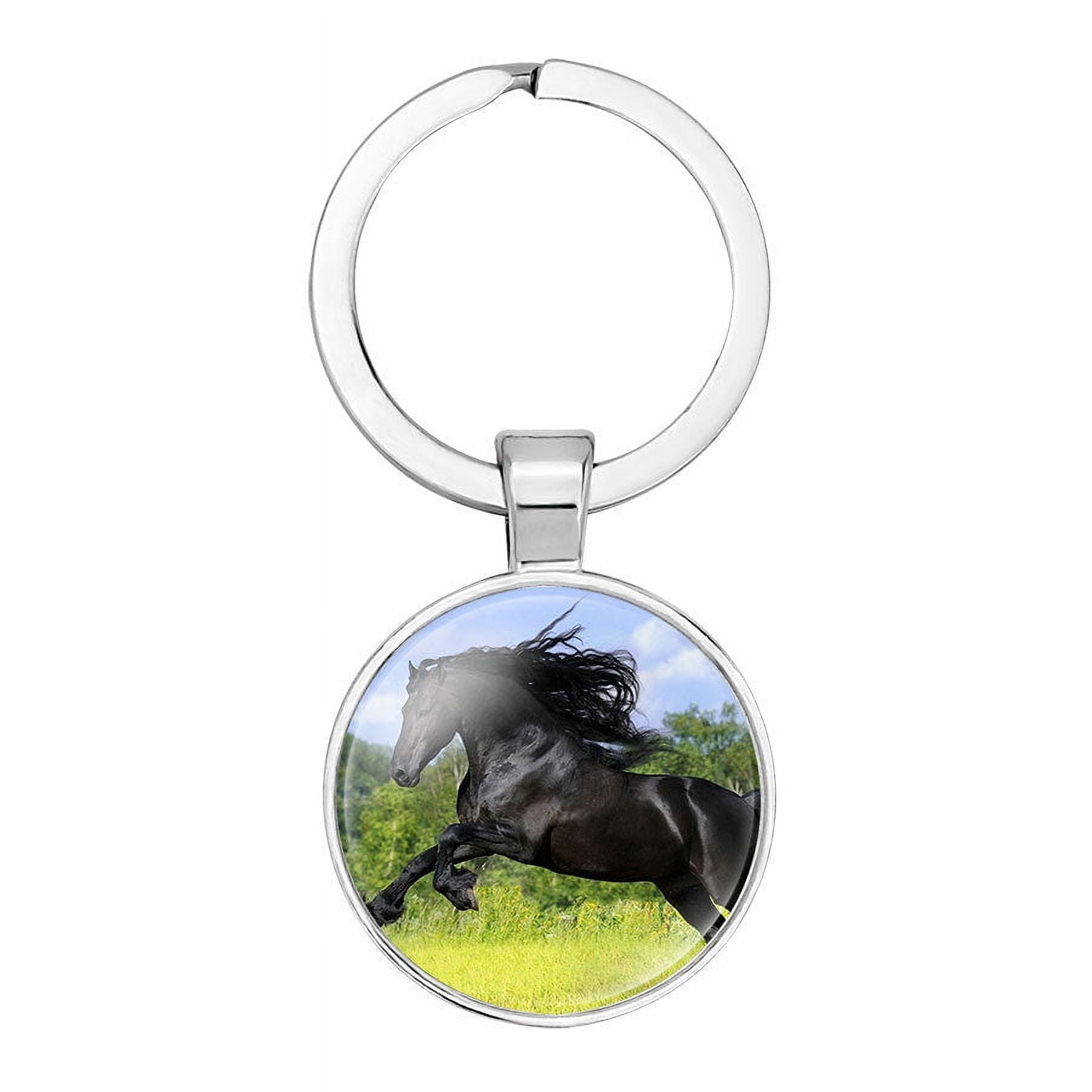 Alloy Glass Keychain with Exquisite Craftsmanship, Durable Key Ring for Women, Men, and Purse Accessories, 25mm Glass Diameter