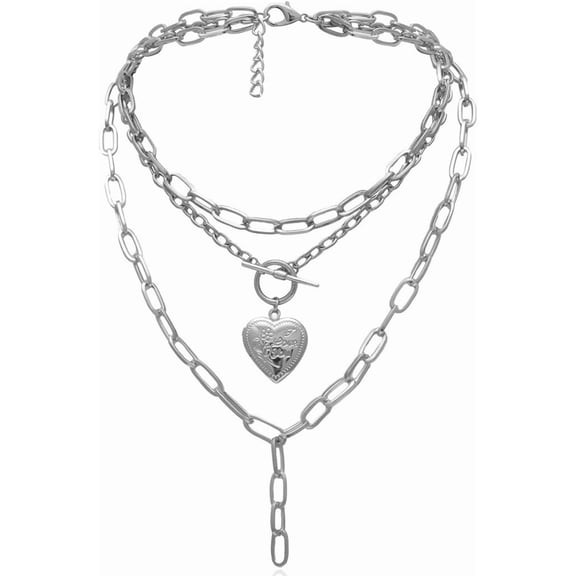 Alloy Heart Pendant 3 Layer Necklaces