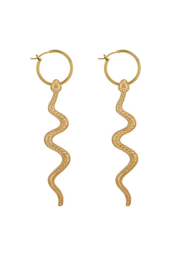 Alloy Hoop Earrings Snake Golden 70mm