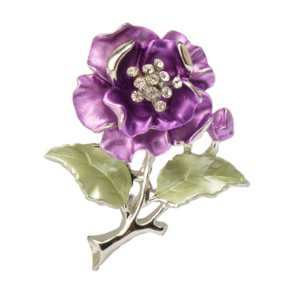 Alloy Imitation Camellia Flower Leaf Glitter Delicate Brooches Female