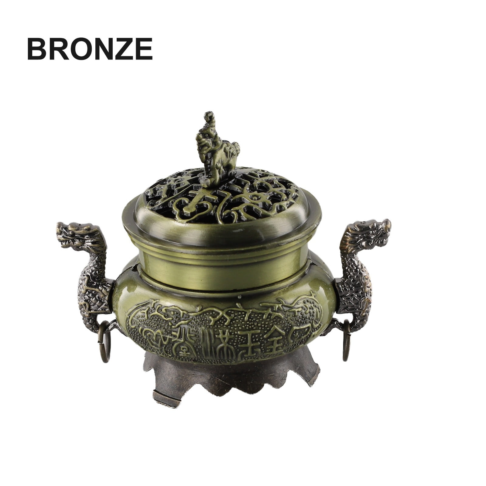 Alloy Incense Burner Double Dragon Style Hollow Cap Censer Cone Holder