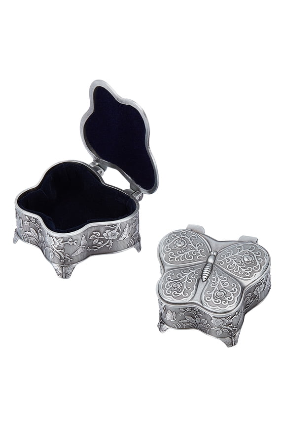 Alloy Jewelry Storage Boxes Butterfly Silver 5.2x6.2x3.2cm diy