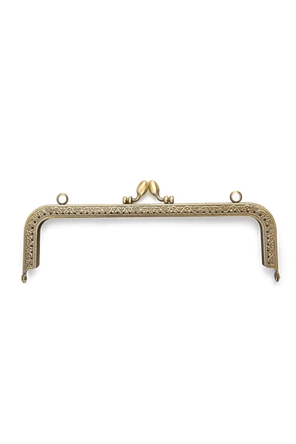 Alloy Kiss Lock Purse Frame Handle with Keychain Finding for Coin Purse Making Bronze 9x20.5cm