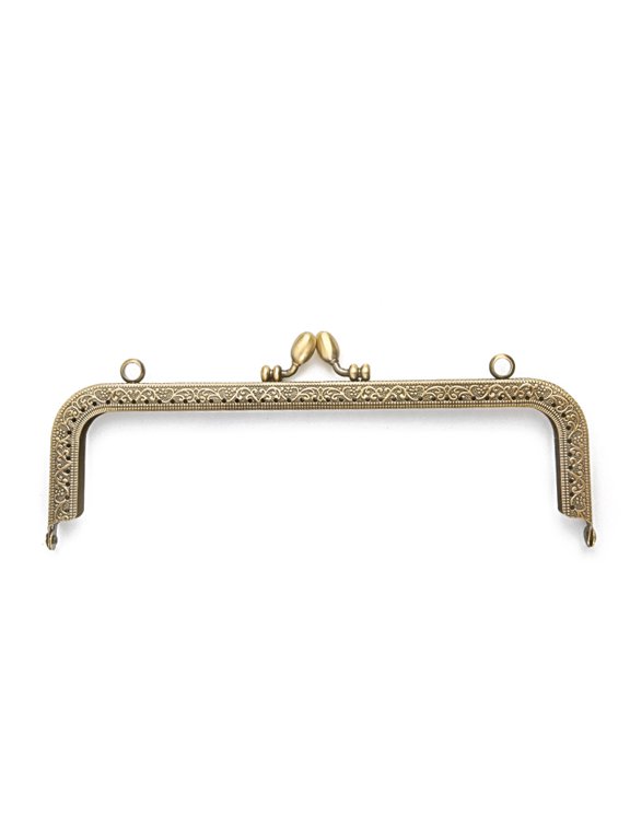 Alloy Kiss Lock Purse Frame Handle with Keychain Finding for Coin Purse Making Bronze 9x20.5cm