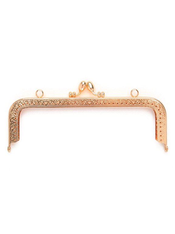 Alloy Kiss Lock Purse Frame Handle with Keychain Finding for Coin Purse Making Rose Gold 9x20.5cm diy