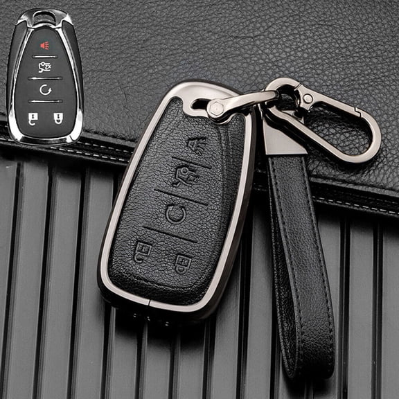 Alloy Leather Car Key Fob Case Cover For Chevy Cruze Malibu Equinox Camaro Trax