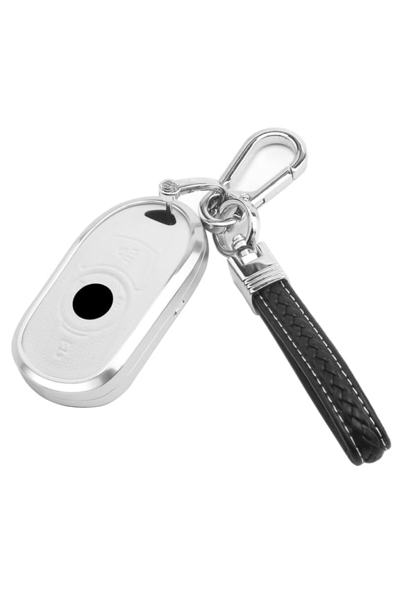Alloy Leather Car Key Fob Cover,Light Weight Key Fob Case Compatible with Buick 3 Buttons Enclave Lacrosse Verano Encore Regal Envision Cascada GL8 Keychain