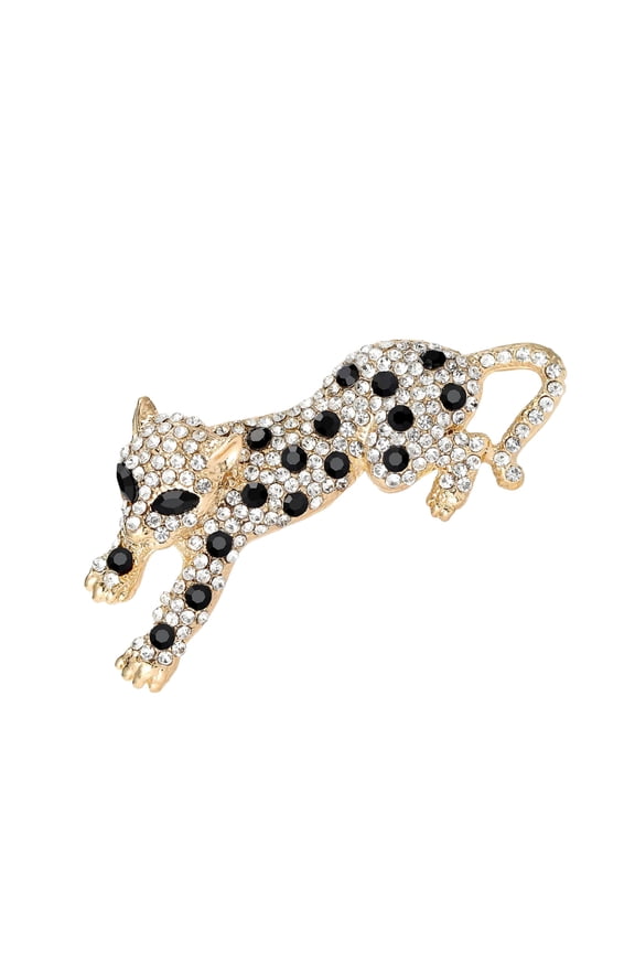 Alloy Leopards Brooch With Sparkling Rhinestones Crystal Lapel Pin For Women’s Outfits Scarves Shawl Jewelry Clip