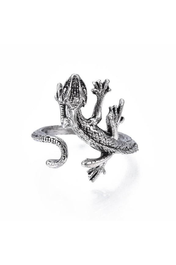 Alloy Lizard Open Cuff Ring for Women Cadmium Free & Lead Free Silver Size 7 3/4(17.9mm)