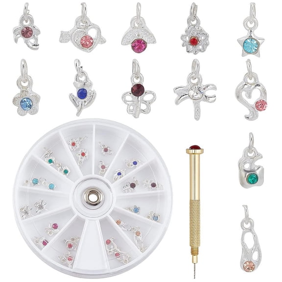 Alloy Manual Nail Art Punch Tools Hand Drill Nail DIY Piercing DIY Pendant Punch for Tips Platinum Box: 8.1x1.1cm