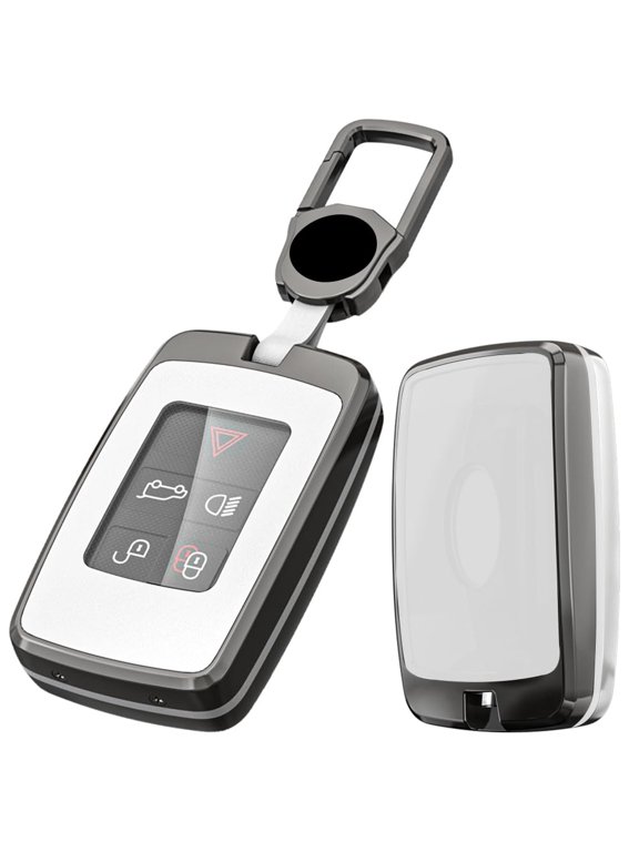 Alloy Metal Key Fob Cover,Compatible with LR Range Rover Evoque Velar Discovery Jaguar XE XF XJ F-Pace F-Type Remote Keyless Entre Key Fob,Armor TPU Key Fob Case Protector with Keychain