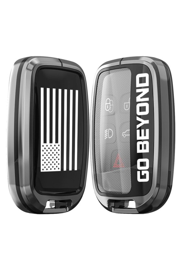 Alloy Metal Key Fob Cover,Compatible with LR Range Rover Evoque Velar Discovery Jaguar XE XF XJ F-Pace F-Type Remote Keyless Entre Key Fob,Armor TPU Key Fob Case Protector with Keychain