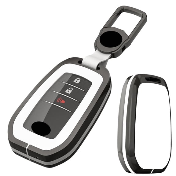Alloy Metal Key Fob Cover,Compatible with Toyota Land Cruiser Highlander Fortuner Crown Prado RAV4 GT86 Remote Keyless Entre Key Fob,Armor TPU Key Fob Skin Case Protector with Keychain