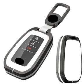 Alloy Metal Key Fob Cover,Compatible with Toyota Land Cruiser Highlander Fortuner Crown Prado RAV4 GT86 Remote Keyless Entre Key Fob,Armor TPU Key Fob Skin Case with Keychain