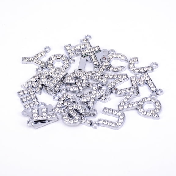 Alloy Micro Pave Cubic Zirconia Rhinestone Pendants Mixed Letters Clear 16~18.5x11.5~17x2mm Hole: 2mm DIY