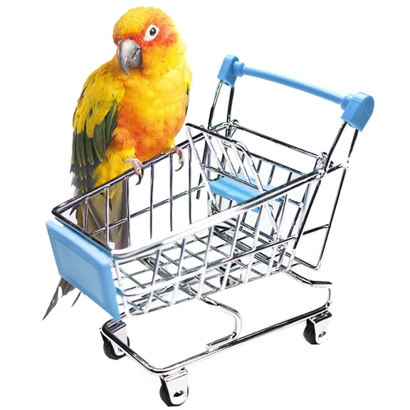 Alloy Mini Bird Shopping Cart, Creative Pretend Toy for Parrots