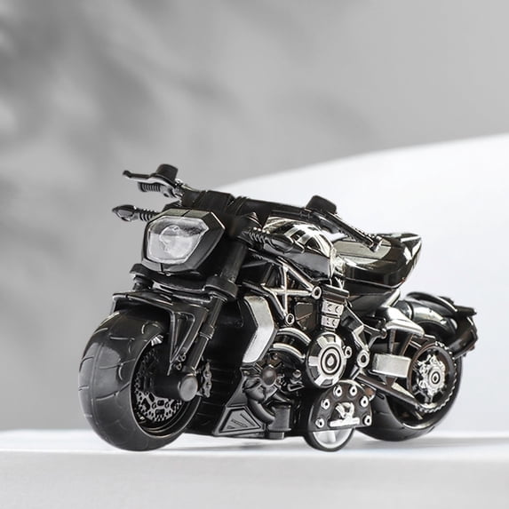Alloy Motorcycle Toy Pull Back, Usupdd Diecast Simulation Bike for Boys, Mini Friction Powered Vehicle Car Ornament for Kids Gift, Black