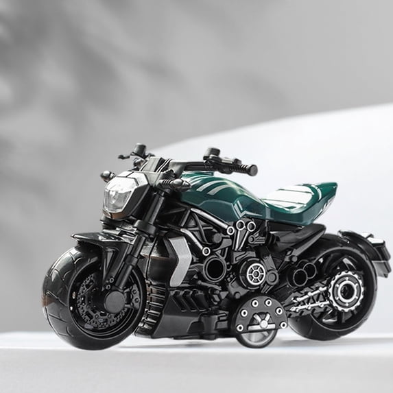 Alloy Motorcycle Toy Pull Back, Usupdd Diecast Simulation Bike for Boys, Mini Friction Powered Vehicle Car Ornament for Kids Gift, Green