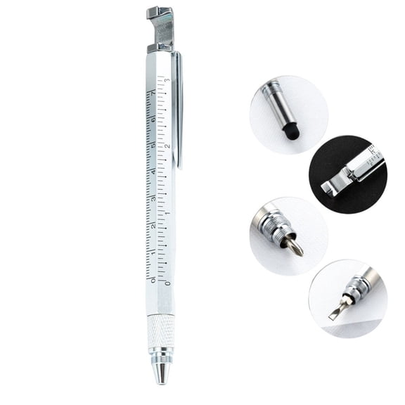 Alloy Multifunction Gel Pen with Ruler and Caliper for Quick and Accurate Measurement, Perfect for Students and s (Silver)