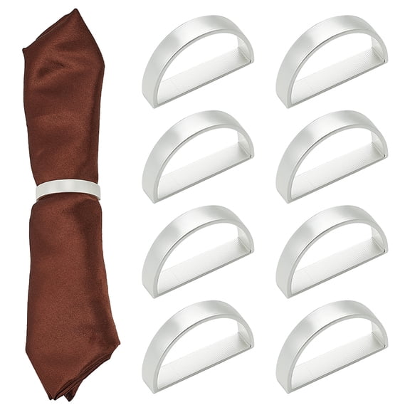 Alloy Napkin Rings Napkin Holder Adornment Restaurant Daily Accessories Half Round Matte Silver Color 30x48x10mm Inner Diameter: 26x43mm