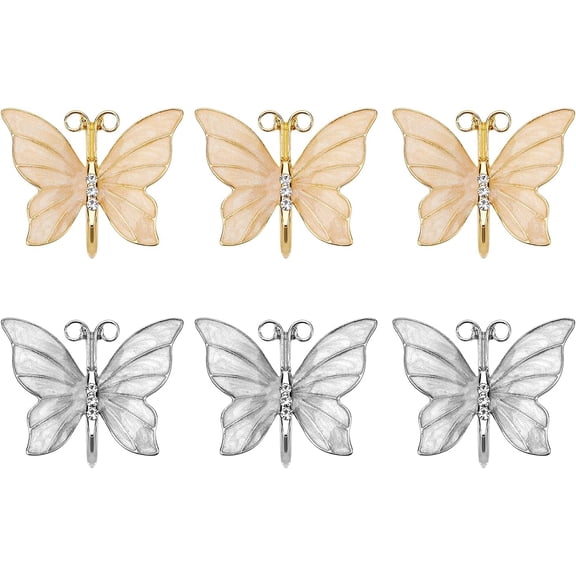 Alloy Napkin Rings Napkin Holder Adornment for Place Settings Wedding & Party Decoration Butterfly Platinum & Golden 6pcs/set